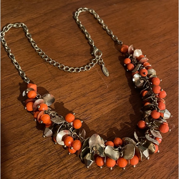 3 for $30 Vintage GoldTone Cluster Beaded Necklace Orange Gold Beads Signed VCLM - Picture 7 of 12